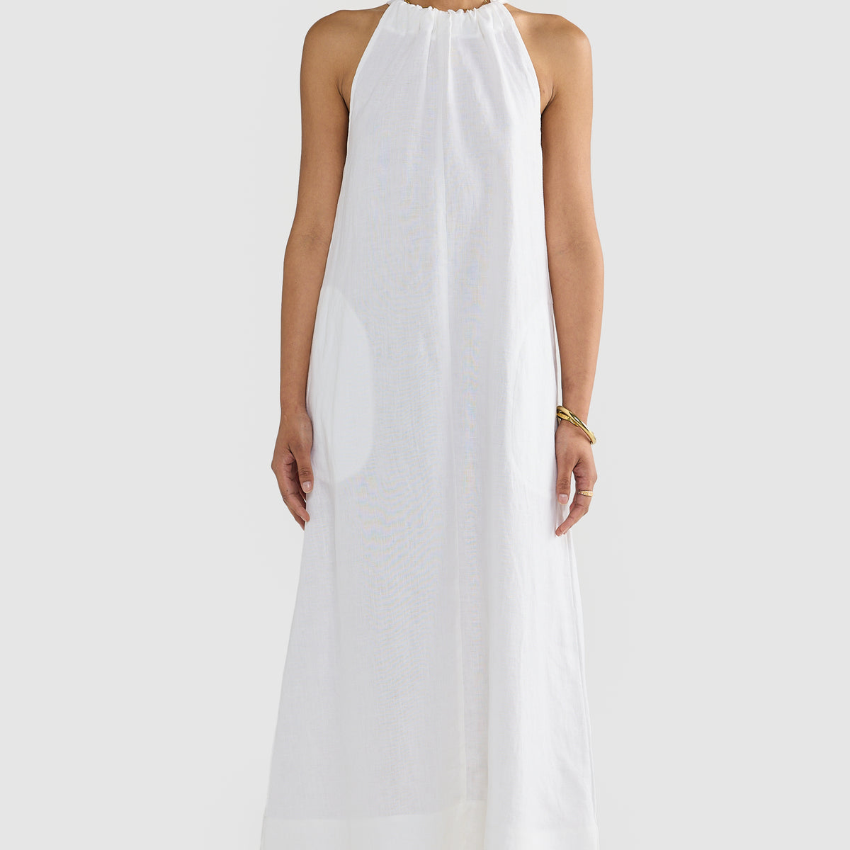 ORTC Women's Luna Linen Halter Dress White ORTC Clothing Co ORTC Women's Luna Linen Halter Dress White ORTC Clothing Co