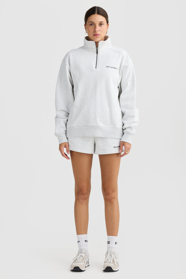 Lena Quarter Zip White Marle