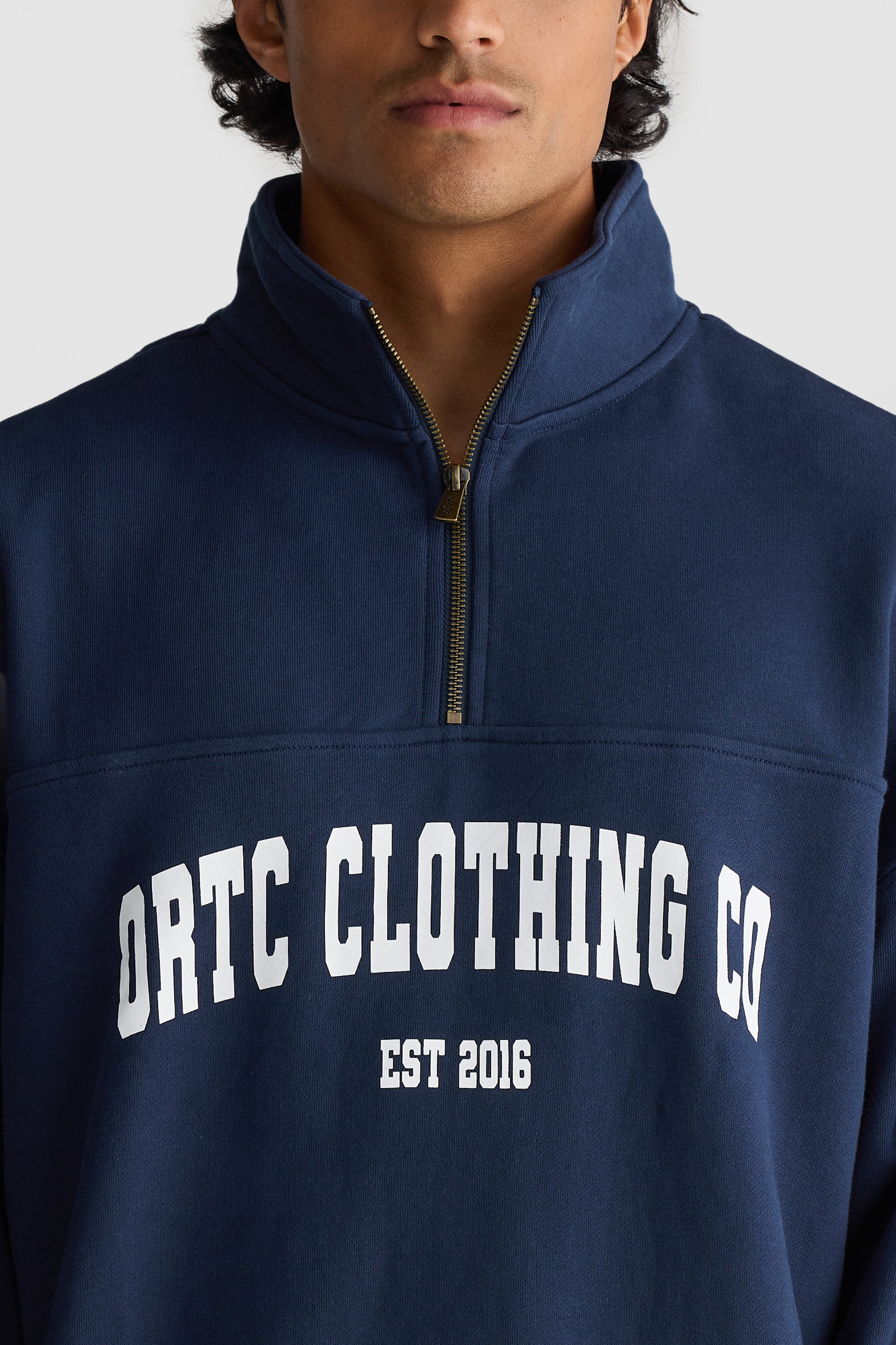 College Logo Quarter Zip Navy