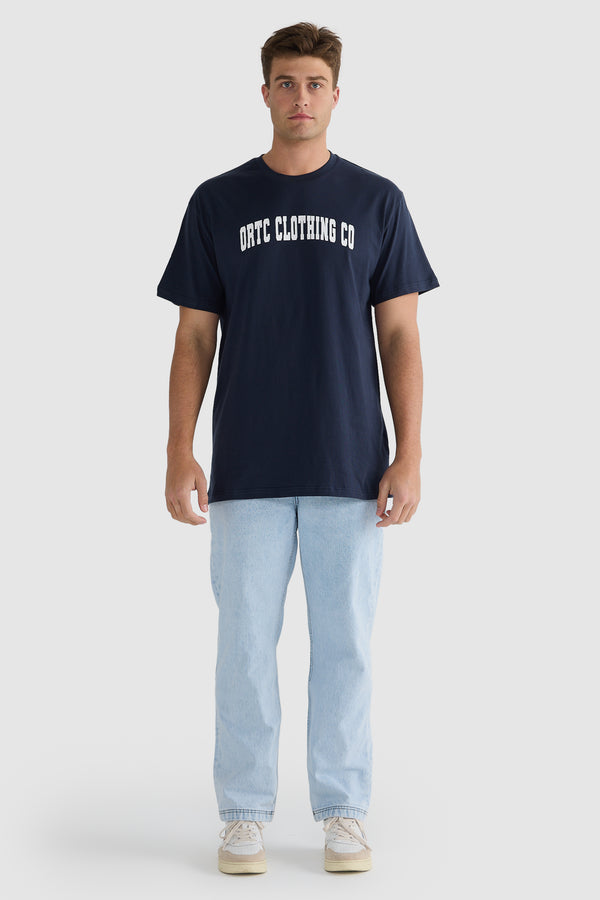 College Logo T Shirt Navy and White