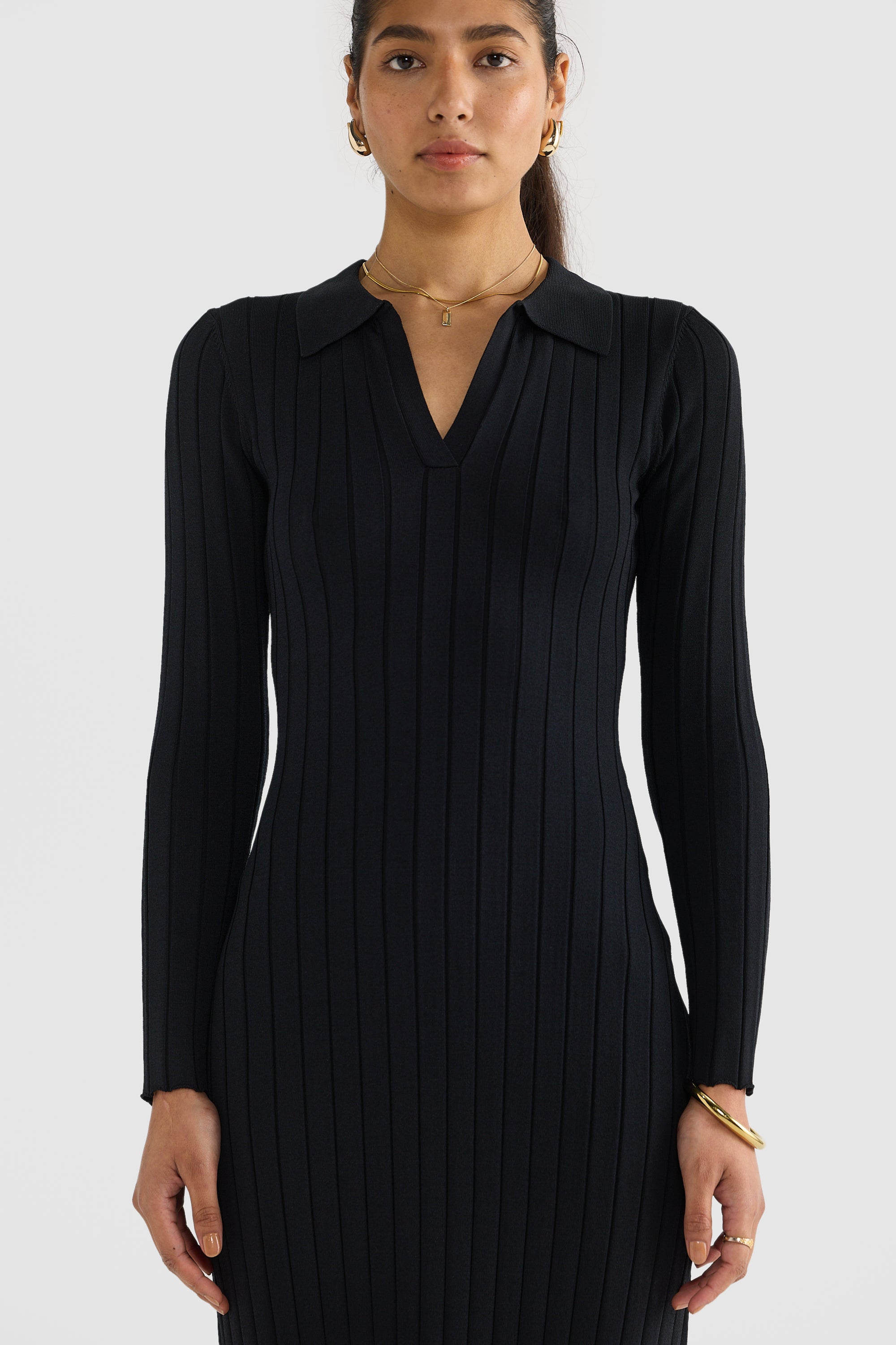 Hadley Long Sleeve Knit Dress Black – ORTC Clothing Co