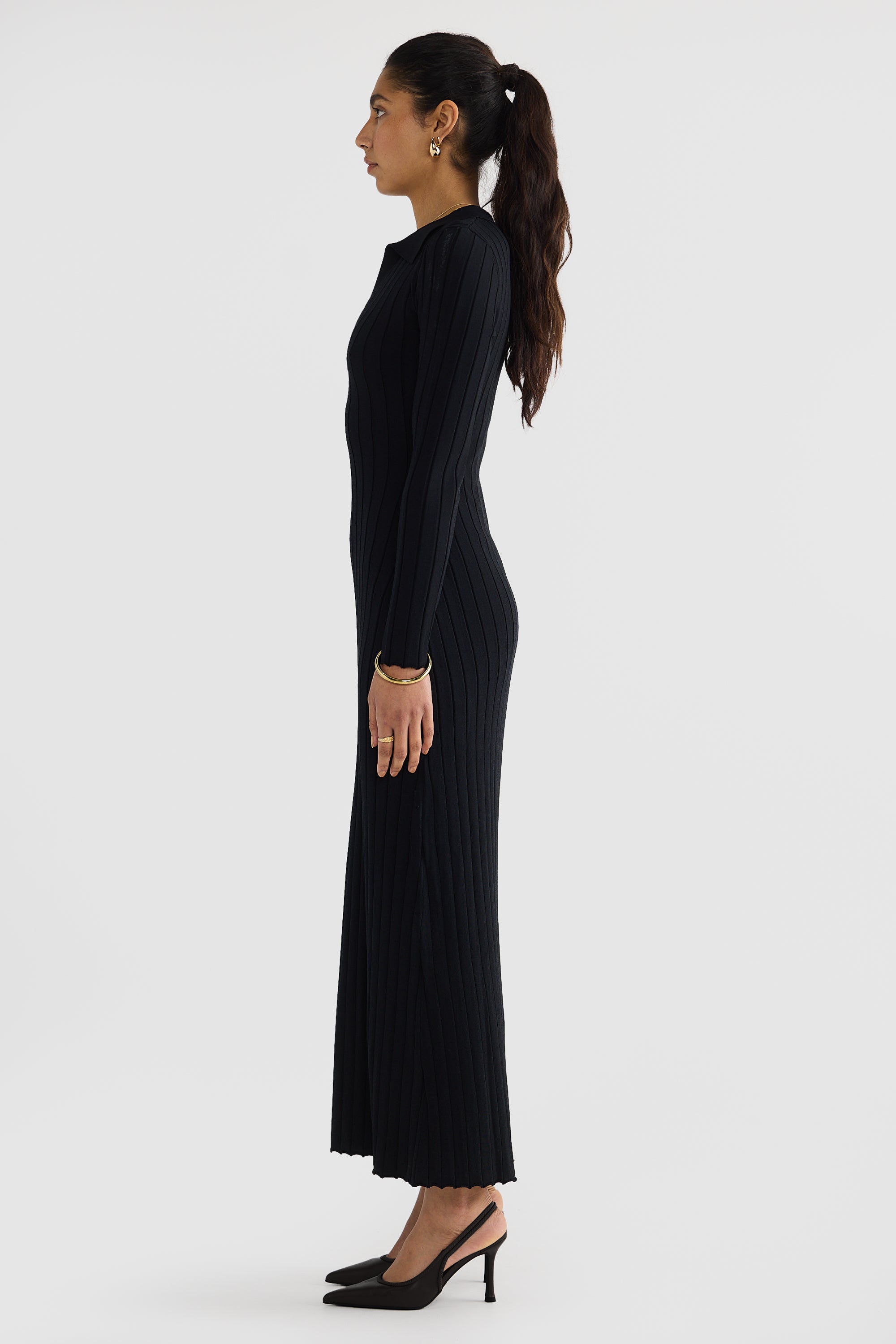 Hadley Long Sleeve Knit Dress Black – ORTC Clothing Co