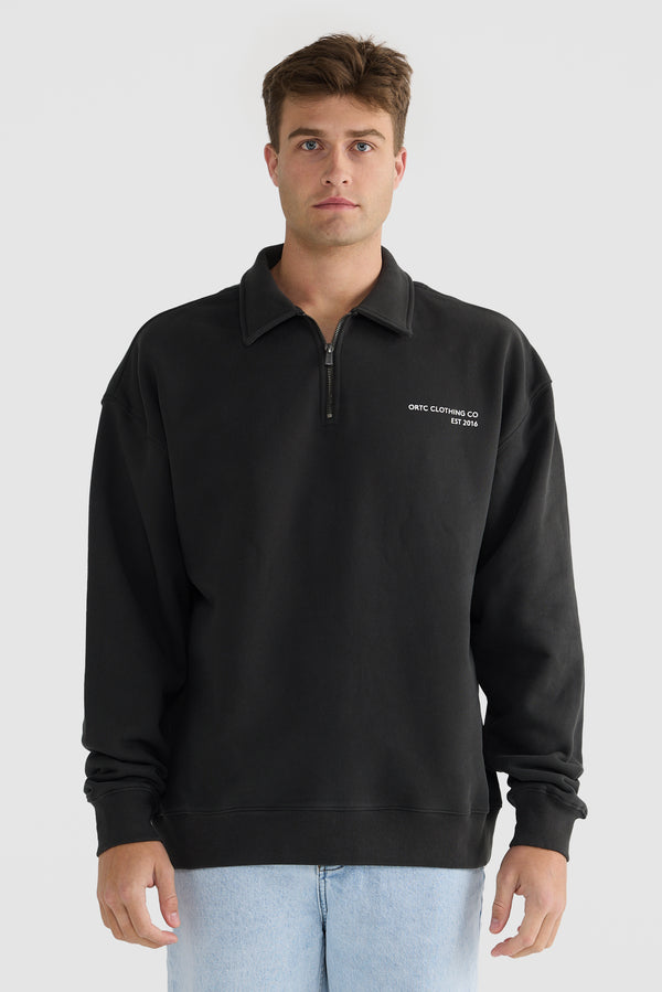 Oliver Quarter Zip Washed Black