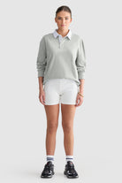 Female model is an AU8/US4 and wearing a size medium for a relaxed fit 