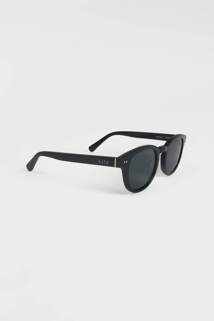 Black framed ortc sunglasses with ortc on arm