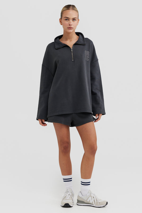 Isla Oversized Quarter Zip Charcoal