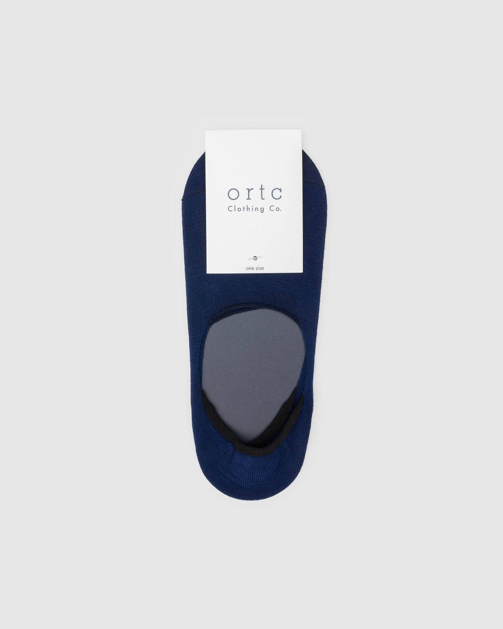 Navy no show sock, with ortc tag