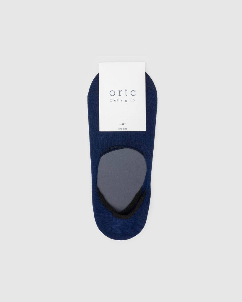 Navy no show sock, with ortc tag